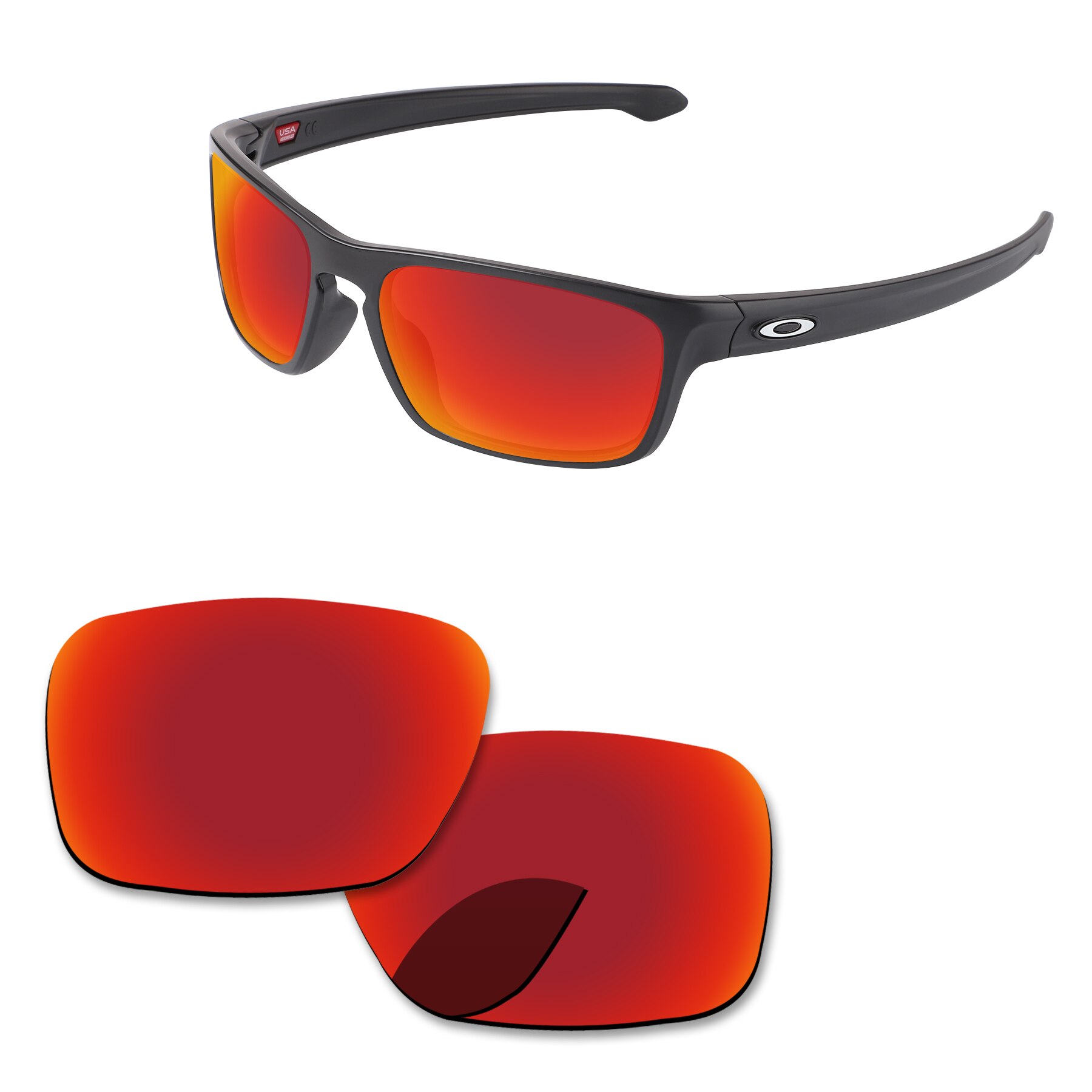Alphax Ersatz Linsen für-Oakley Splitter Stealth OO9408 Sonnenbrille Polarisierte-Mehrere Optionen: Fire Red