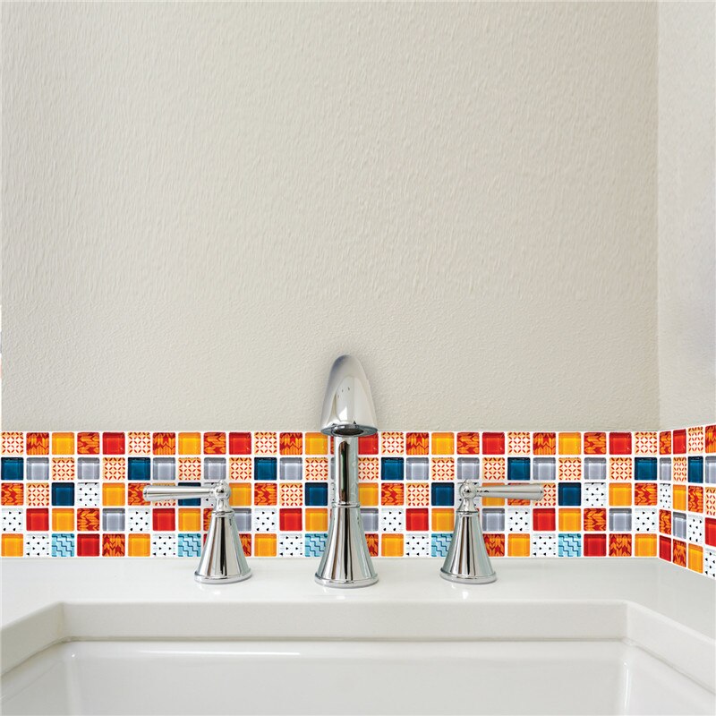 6 stk skridsikre fliser klistermærker vandtæt badeværelse køkken wall stickers selvklæbende mosaik marmor backsplash fliser mursten indretning