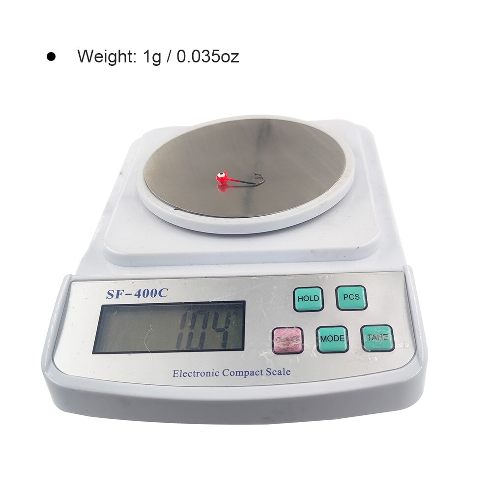 INFOF – hameçon de jighead de pêche, hameçon de ver, 2 yeux, 1 couleur, 1g, 20 pièces