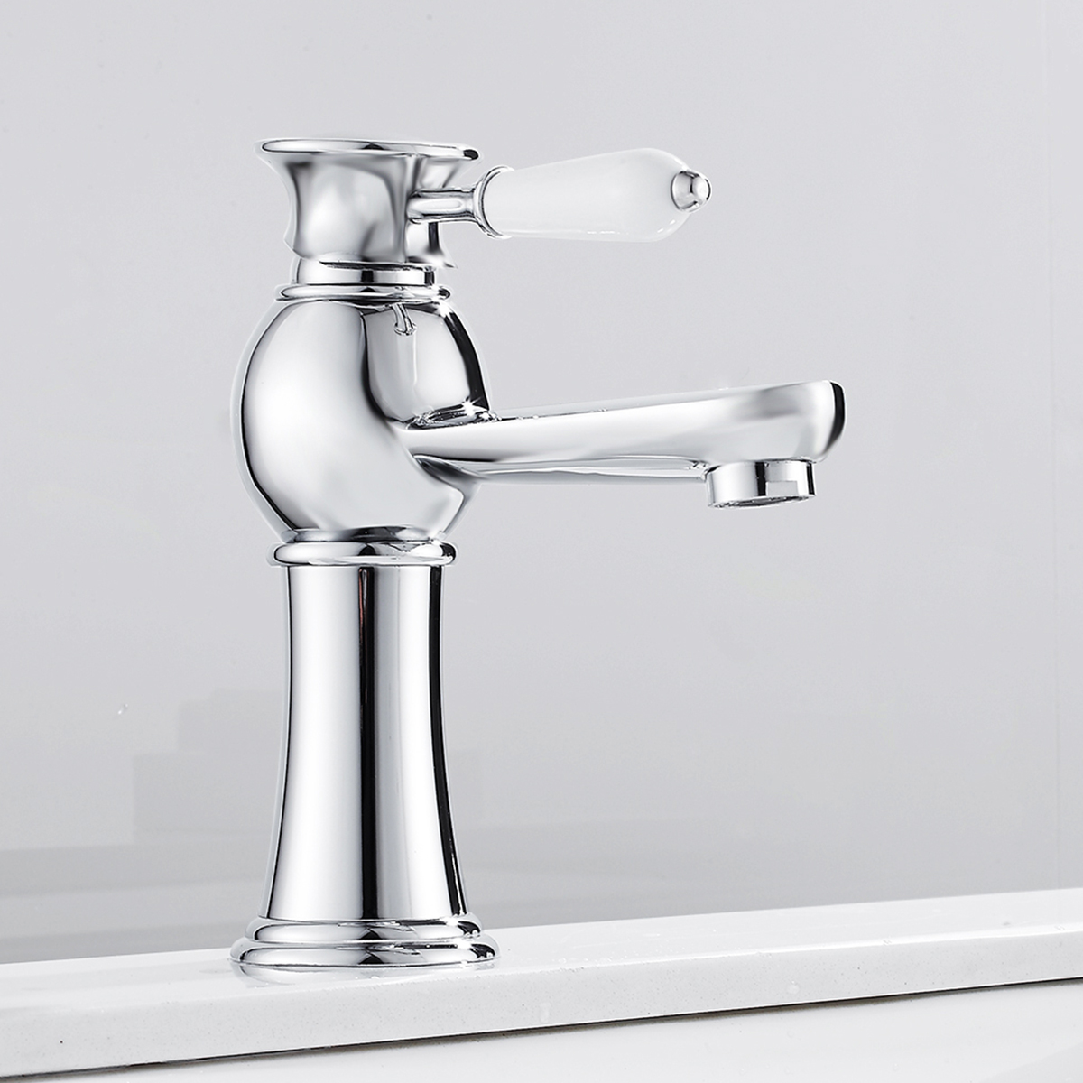 Counter Top Basin Mixer Tap Single Level Single Hole Basin Tap Ceramic single handle straight mouthed Tap for Washroom Bathroom