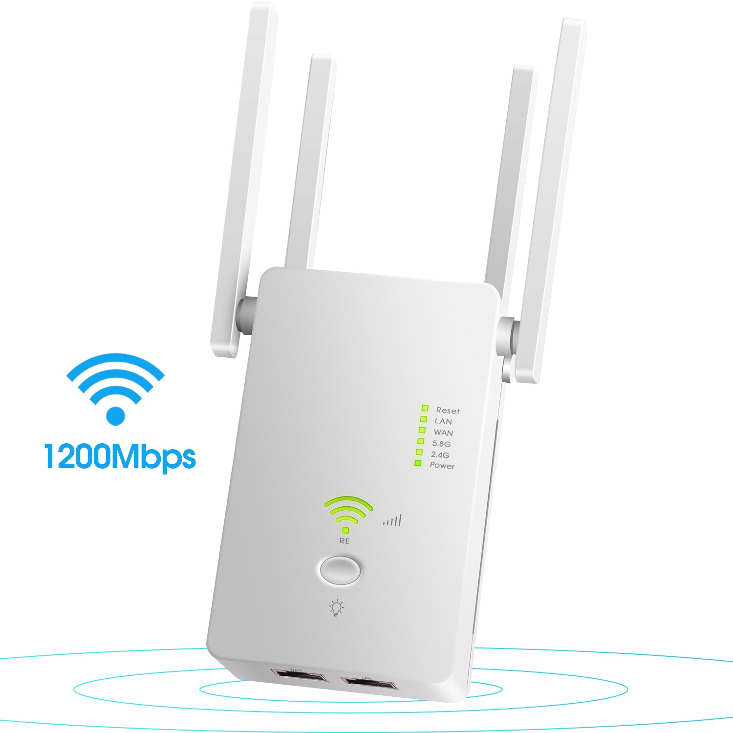 Wifi Singal Booster Repeater Extender Wan Mini Router Dual 2.4G 5.8Ghz 1200Mbps 5Ghz Lan Lange bereik Versterker Zwart Wit: add UK PLUG / WHITE