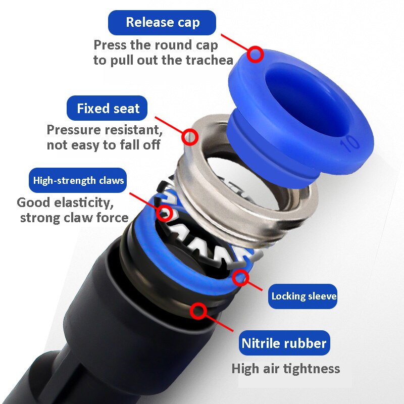 Pneumatiske fittings fitting plastkoblinger pu  pg 4mm 6mm to 8mm 10mm luft vannslange rør push-in rett luft hurtigkobling