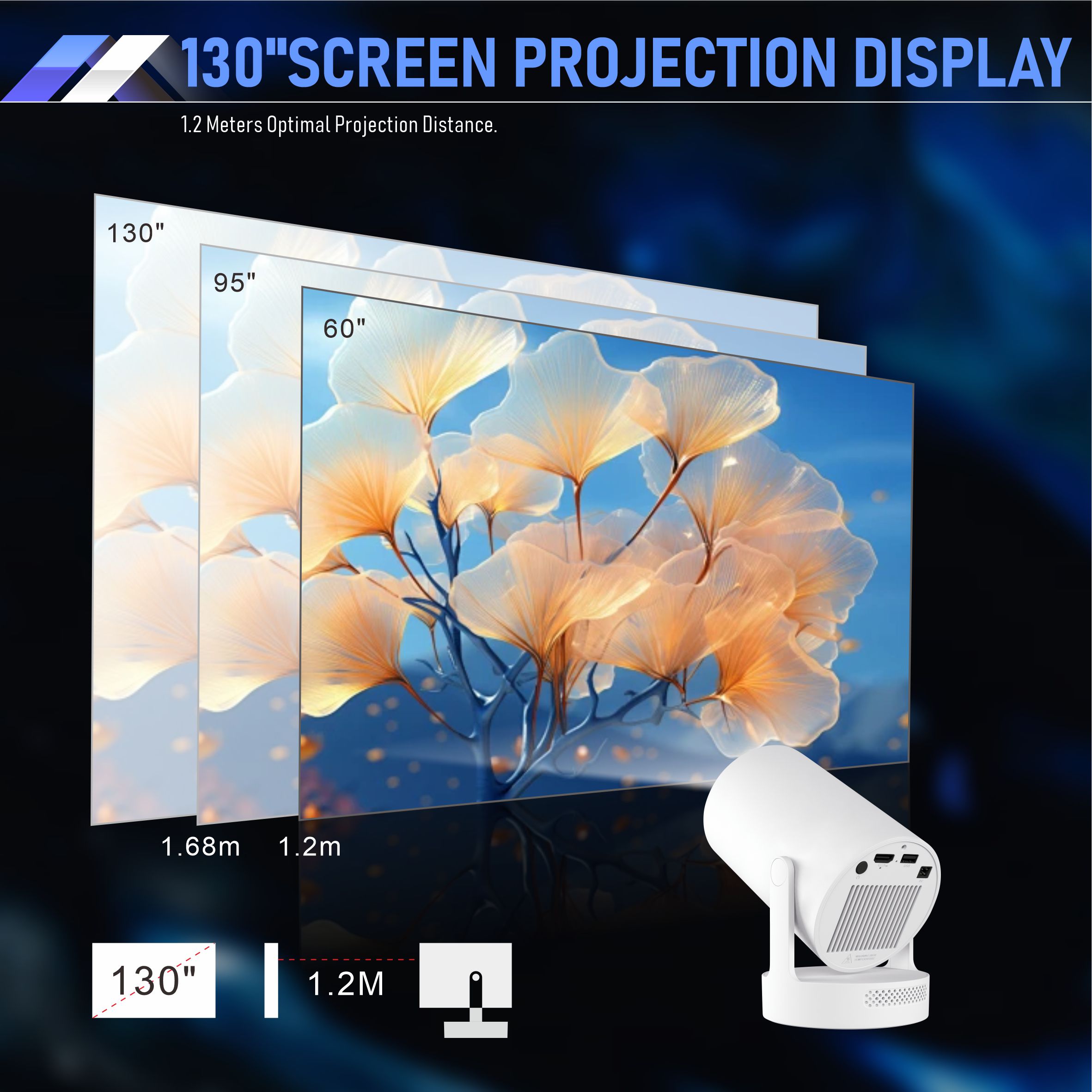 HY300Plus Smart Projector 4K Android 11 Dual Wifi6 210 ANSI Quad-core Allwinner H713 1080P Home Cinema Outdoor Projetor