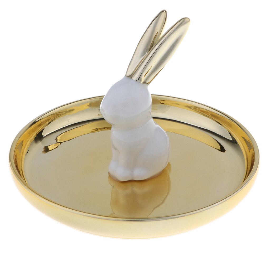 Ceramic Jewelry Dish for Engagement Wedding Rings Display Jewelry Tray Décor: Dish White Rabbit