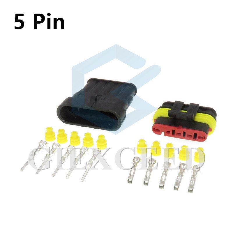 Gran , conector eléctrico Superseal AMP/Tyco a prueba de agua, Cable de enchufe sellado con 1/2/3/4/5/6 vías, enchufes de Cable para coche y camión: 5 Pin