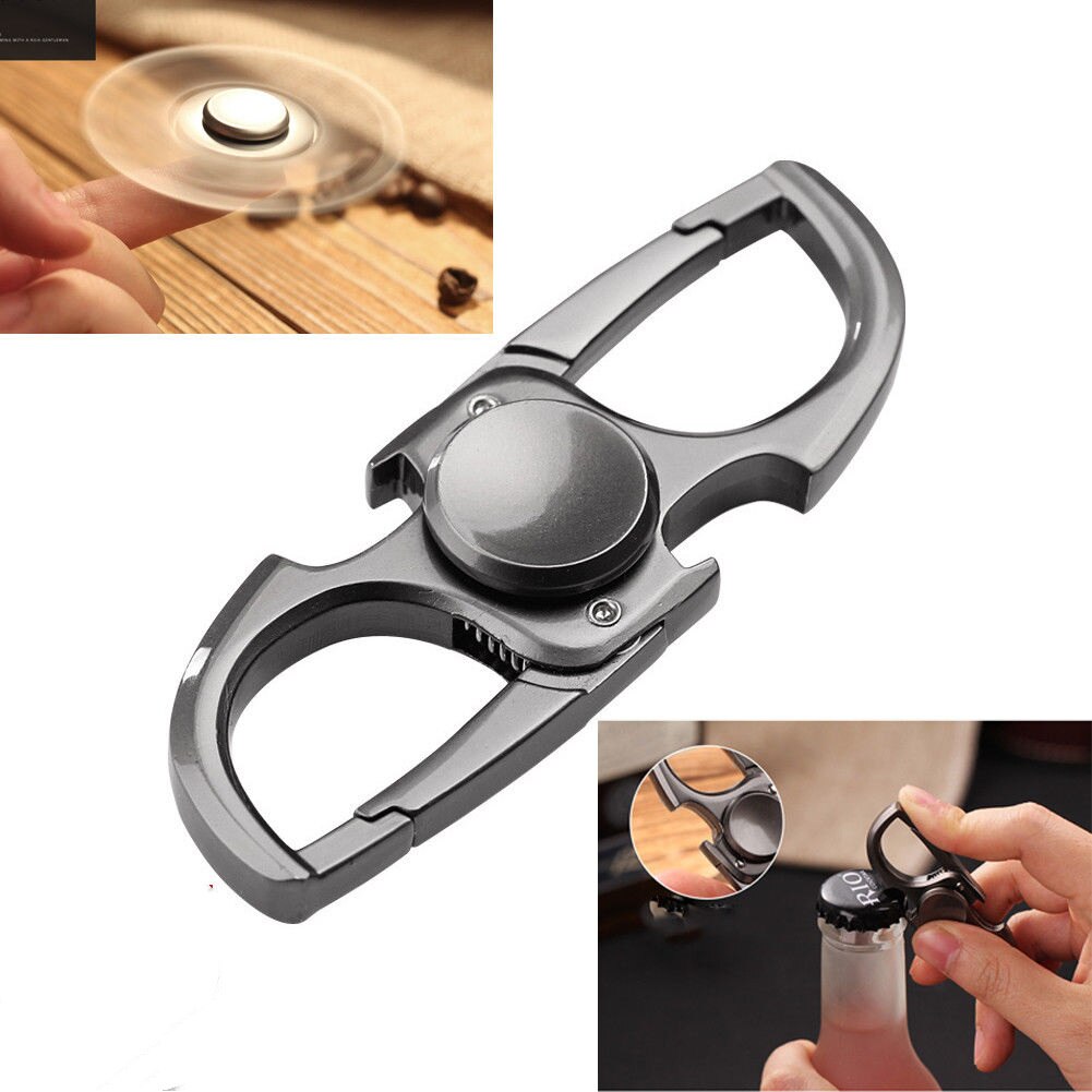 Unique Stainless Steel Bottle Opener Multifunction Key Chain 2 Alloy Key Fidget Spinner Rings for Men Beer Kitchen Bar Tools