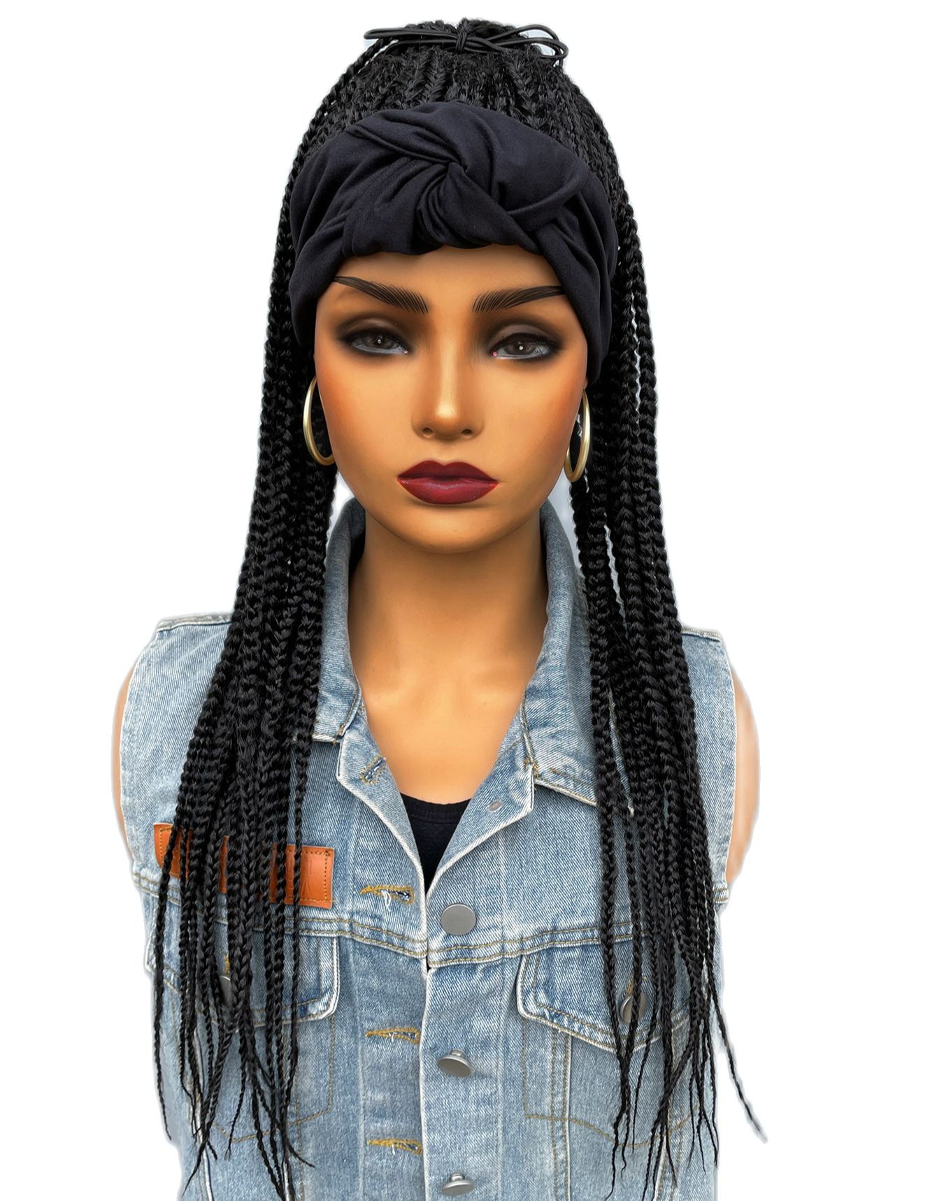 BCHR Headband Wigs for Black Women Synthetic Braided Wigs Twist Crochet Hair Cornrow Braid Wig Long Straight Headband Wig