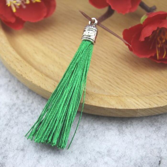 Rideau de bijoux avec pompon en argent, 10 pièces, accessoires de décoration pour vêtements, porte-clés, sac de téléphone portable, franges, garniture, sangles suspendues: Green