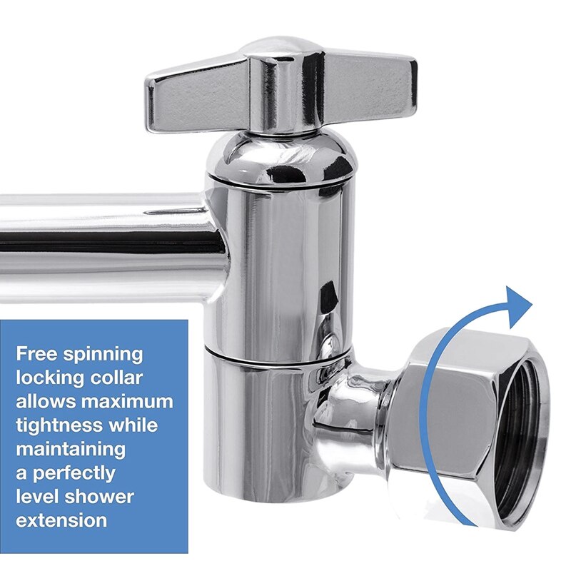 Adjustable Shower Arm Extension By, Brass Shower Head Extension Arm With High Polished Chrome Finish 11+ Inch