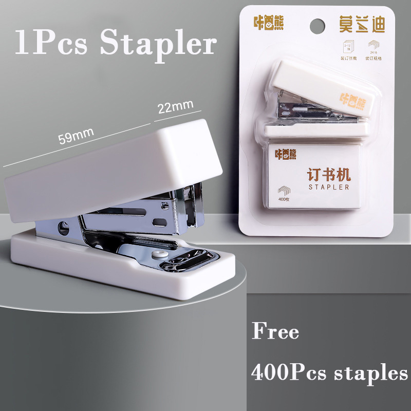 Bear Mini Stapler Set with 400pcs Staples Kawaii Astronaut Paper Binder Stationery Office Binding Tools School Supplies: 07
