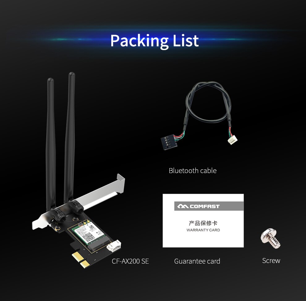 Intel  ax200 wifi adapter 5 ghz wi-fi adapter  ax200 ngw wi fi dongle 5 ghz bluetooth nätverk wifi 6 kort pci express antenn för pc