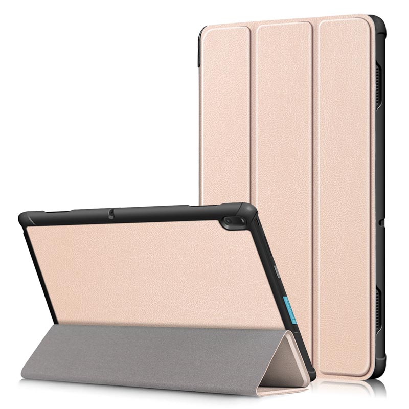 For Lenovo Tab E10 TB-X104F Case Tri-Fold Flip Stand Magnetic Cover Tab E10 E 10 X104 X104f Tablet TabE10 Solid Color Shell: Gold