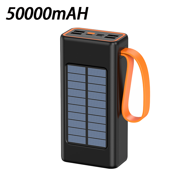 200000 Banco de energía Solar grueso de mAh, Cables integrados de gran capacidad, batería externa, Banco de energía con luz LED para iPhone, Huawei y Xiaomi: Blanco