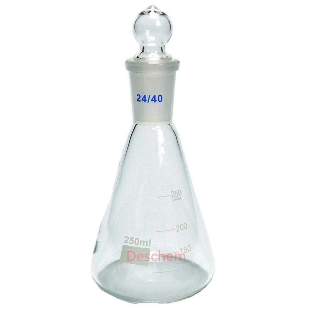 Deschem Glass Erlenmeyer Flask,Lab Conical Bottle with 24/40 Ground Joint Stopper