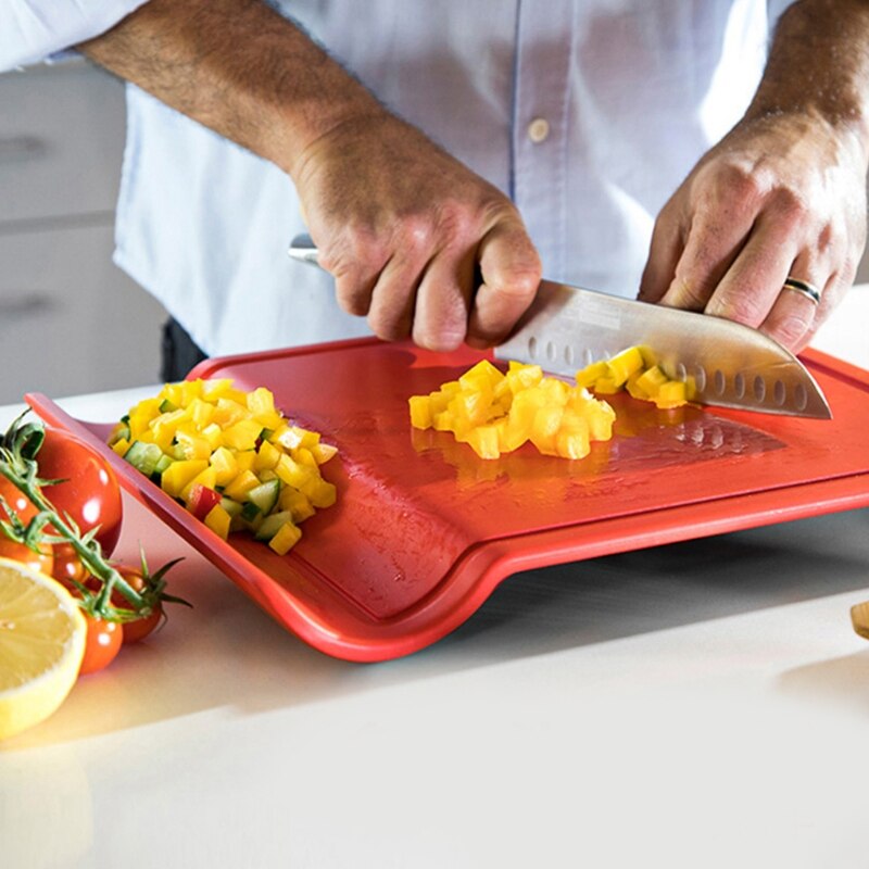 W3JA Multifunctional U-Shaped Cutting Board with Grooves Thicken Plastic Smart Non-Slip Meat Fruit Vegetable Chopping Plate