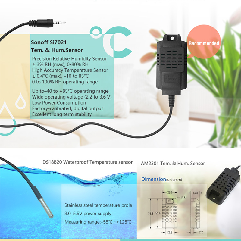 Sonoff TH10 Wifi Smart Draadloze Schakelaar Ondersteuning Temperatuur En Vochtigheid Monitoring Via Si7021 AM2301 Ondersteuning Alexa Google Thuis