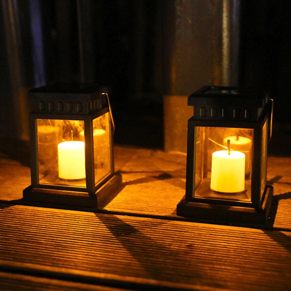 Aurinkovoimalla toimiva lamppu retro lyhty kynttilä pilkku lamppu led aurinkovalo ulkopuutarha roikkuu vilkkuva lamppu koristelu auringonvalo