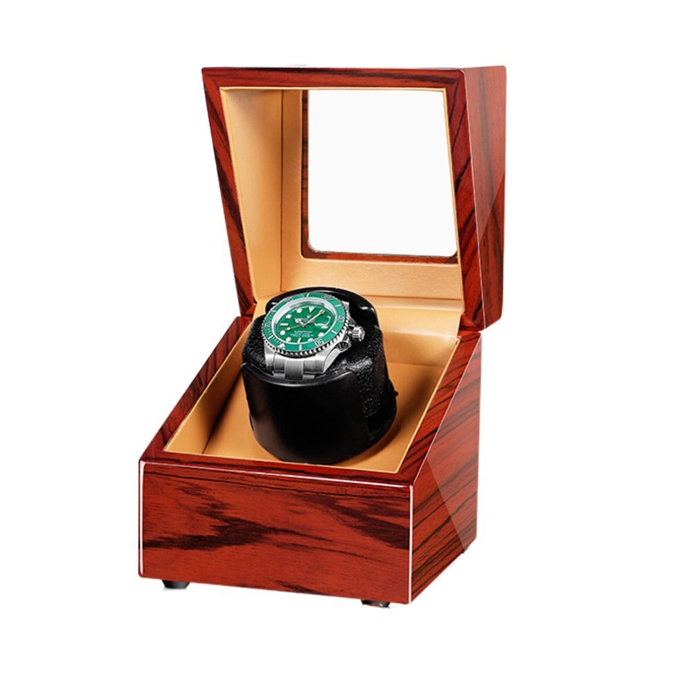 Draagbare Met Stille Houten Horloge Shaker Enkele Horloge Automatische Kronkelende Mechanische Horloge Shaker 5 Rotatie Modus Professionele: Ebony Wood Brown