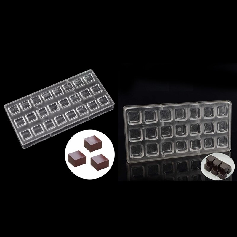 2 Pcs 3D Chocolade Mal Chocolade Diy Gebak Gereedschap Polycarbonaat Chocolade Mallen, Vierkante & Rechts Vierkante