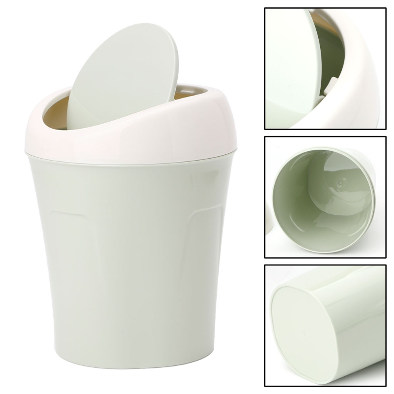 Mini Rolling Cover Desktop Garbage Can Trash Waste Bin Basket Dustbin Container Home Car Case Ash Urns