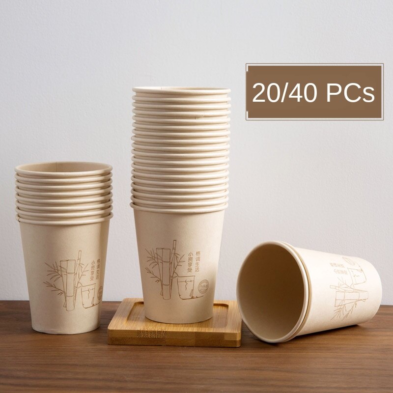 Tjock mjölk tekoppar grön bambu fiber oblekt papper kontor engångs koppar kaffekopp