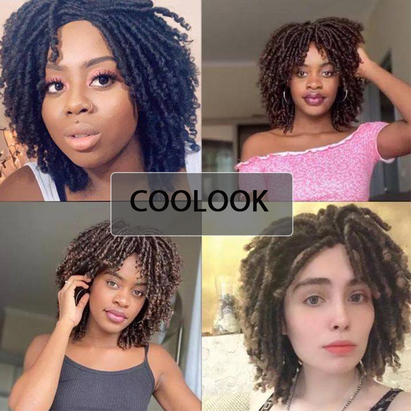 Goddess Faux Locs Crochet Hair Wig Long Dread lock Wigs for Black Women Natural Synthetic Crochet Curly Locs Braided Wigs Brown