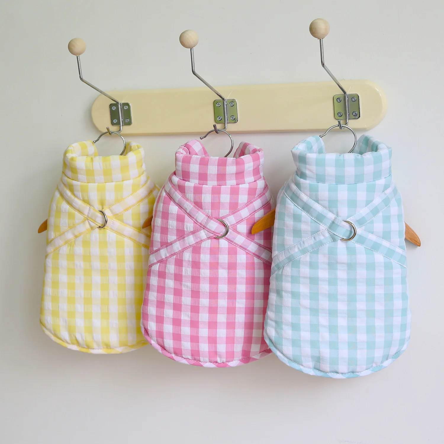 Herfst- en winterparka's voor huisdieren, geruite parka's, buitenjassen voor honden, antislipjassen, teddybeer, kleding voor kleine honden en katten, puppykleding