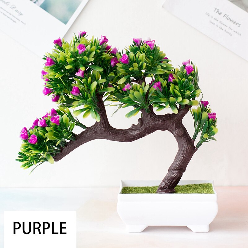Plastic Rose Flower Artificial Plant Potted Table Room Decoration Ornaments Party Christmas Simulation Bonsai Craft Green Plant