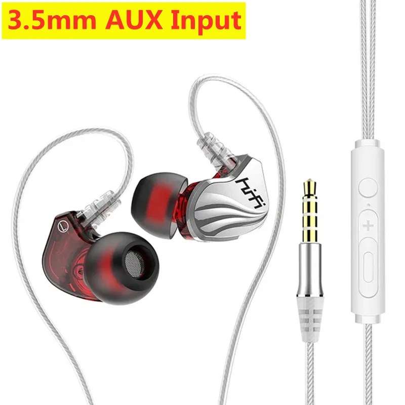 T2000 à prova dwaterproof água esportes binaural com fio fone de ouvido alta fidelidade metal baixo fone esporte estéreo som redução ruído fone: Vermelho