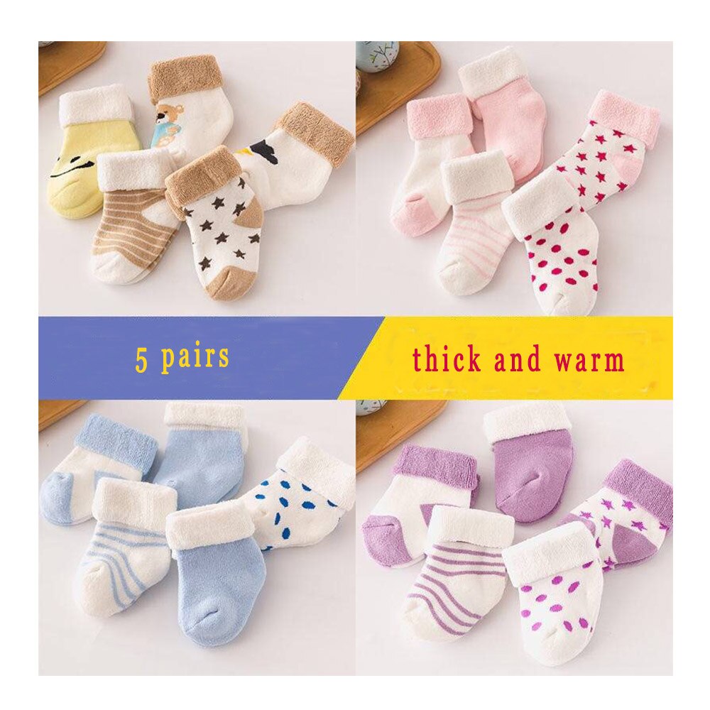 QXMY, calcetines para niñas, para niños, recién nacidos, material barato, Otoño Invierno, niños, lana gruesa, ropa de algodón , estampado de dibujos animados