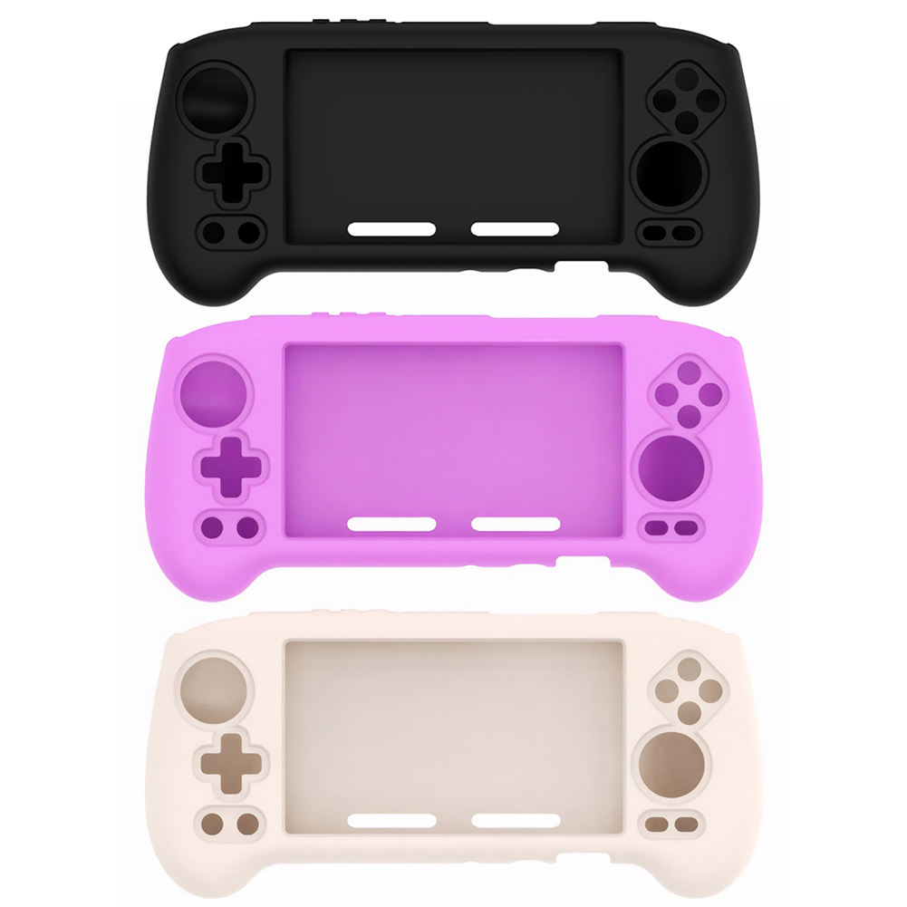 For ANBERNIC RG556 Game Console Soft Silicone Case -proof Shockproof Protective Cover + Tempered Film 9H HD Screen Protector