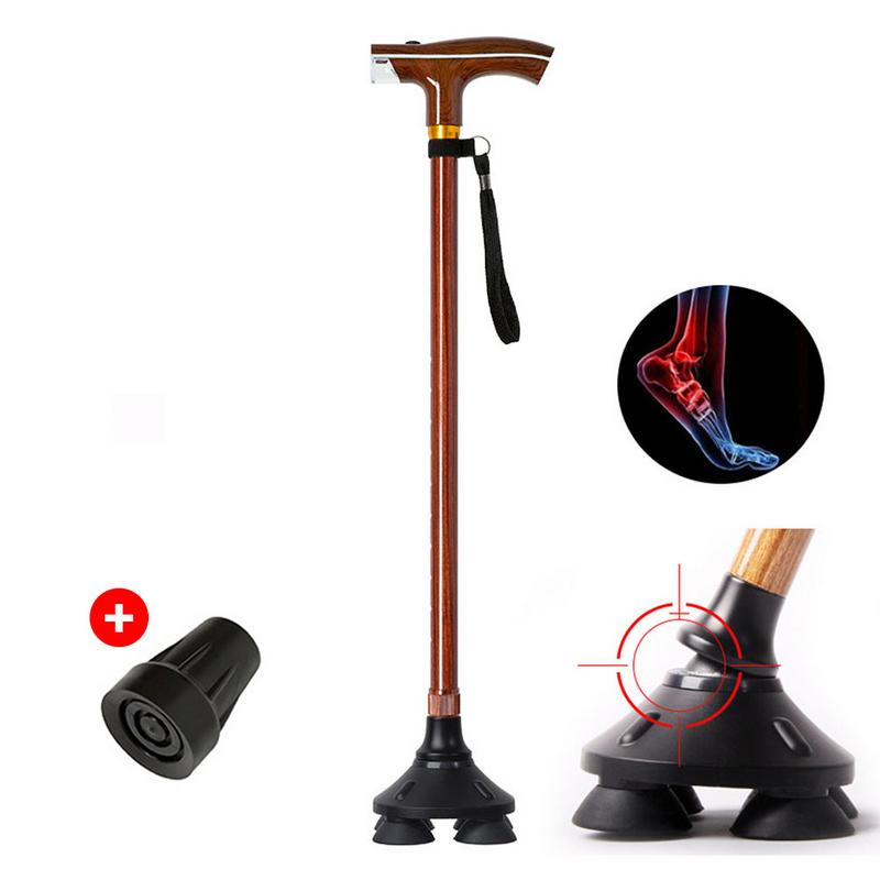 Bâton lumineux rétractable multifonction, bâton en bois léger d&#39;extérieur sûr, fournitures antidérapantes pour personnes âgées pour Camping randonnée: A