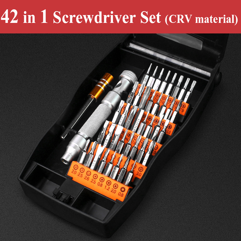 Screwdriver Kit Precision Magnetic Bits DIY Dismountable Screw Driver Set Mini Tool Case For Smart Home PC Phone Repair: 42 IN 1 (CRV)