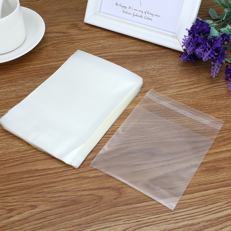 100PCS/Lot Frosted Transparent Plastic Envelopes Multi-size Cookie Dessert Bags Self-adhesive Envelope Bag Office School Supply