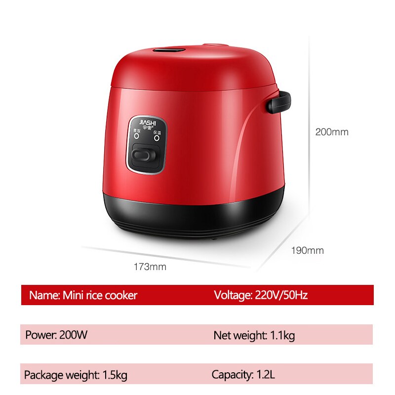 Kbxstart 1.2L Mini Electric Rice Cooker Lunch Box Multifunction Cooking Pot Non-stick Liner Food Steamer Stew Soup Porridge 200W