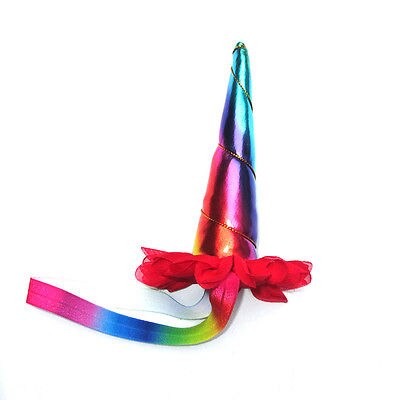 Magical Floral Rainbow Unicorn Horn Head Hats Party Hair Headband Fancy Dress Cosplay Decorative Fairy Party Hats