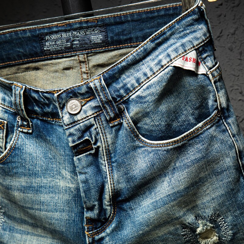 Heren rechte, slanke denim shorts zomer hoge katoenen stretch retro stijl gat kleding jeans shorts