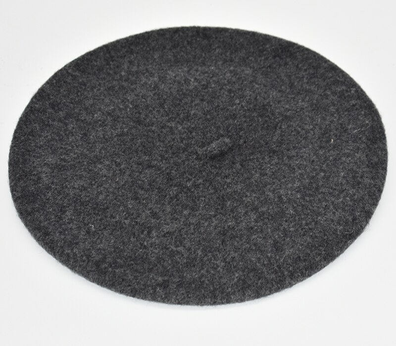 DOUBCHOW Women's Light Weight Artist French Style Beret Hats Teenage Girls Wool Blending Solid Color Pink Purple Baret Flat Hat: Dark Melange Grey