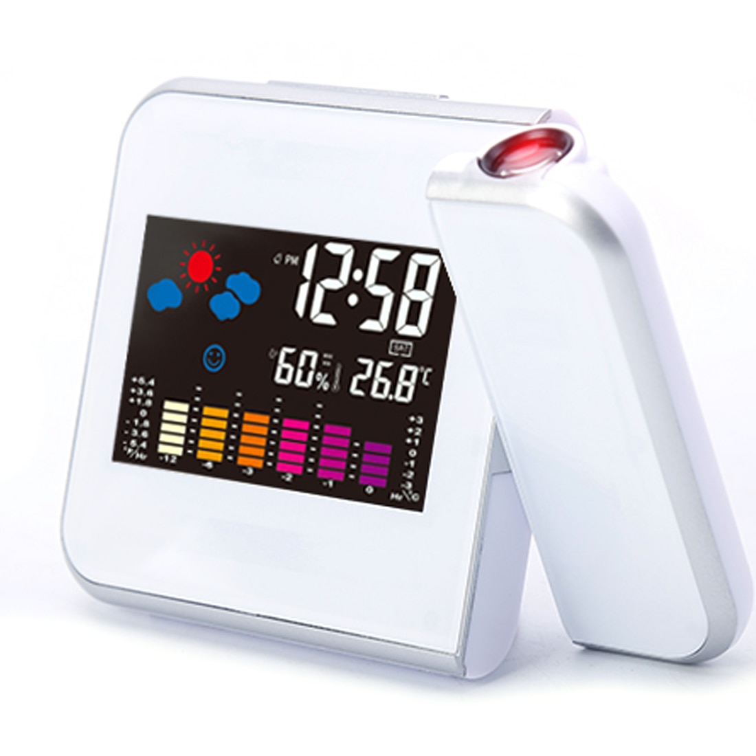 Digital Projection Alarm Clock Weather Station with Temperature Thermometer Humidity Hygrometer/Bedside Wake Up Projector Clock