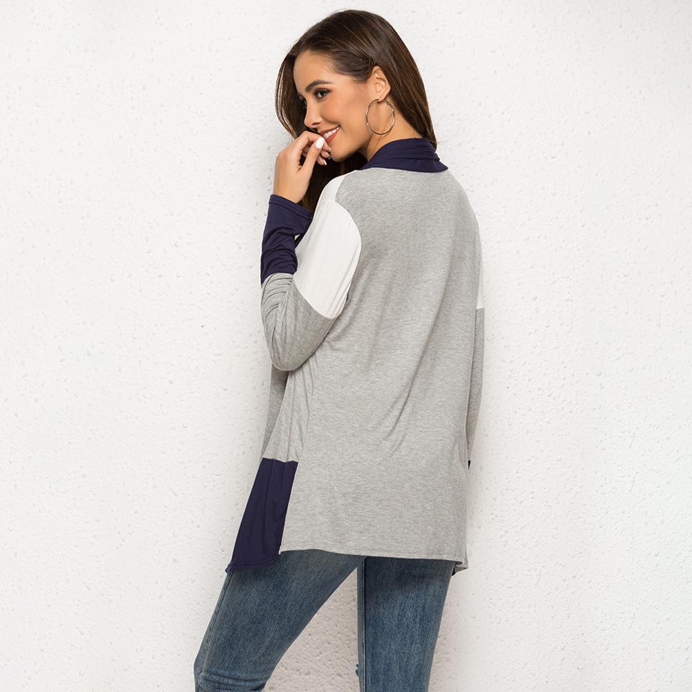 Mujeres abierto frente largo gabardina abrigo otoño ligero manga larga cárdigan suéteres cortina abierta frontal largo cárdigan