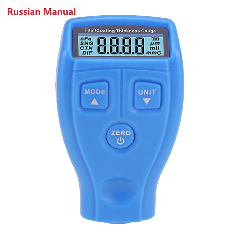 Russisk engelsk manual  gm200 belægning bilmaling tykkelsesmåler tester ultralydsfilm mini bilbelægning måler malingsmåler: Blå russisk