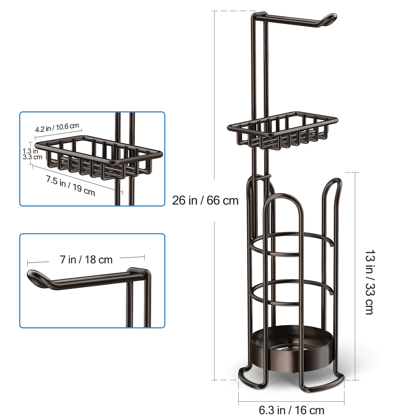1pc holdbart toiletpapirholder stående håndklæde papirrulle tissue hylde rack badeværelse køkken opbevaring arrangør