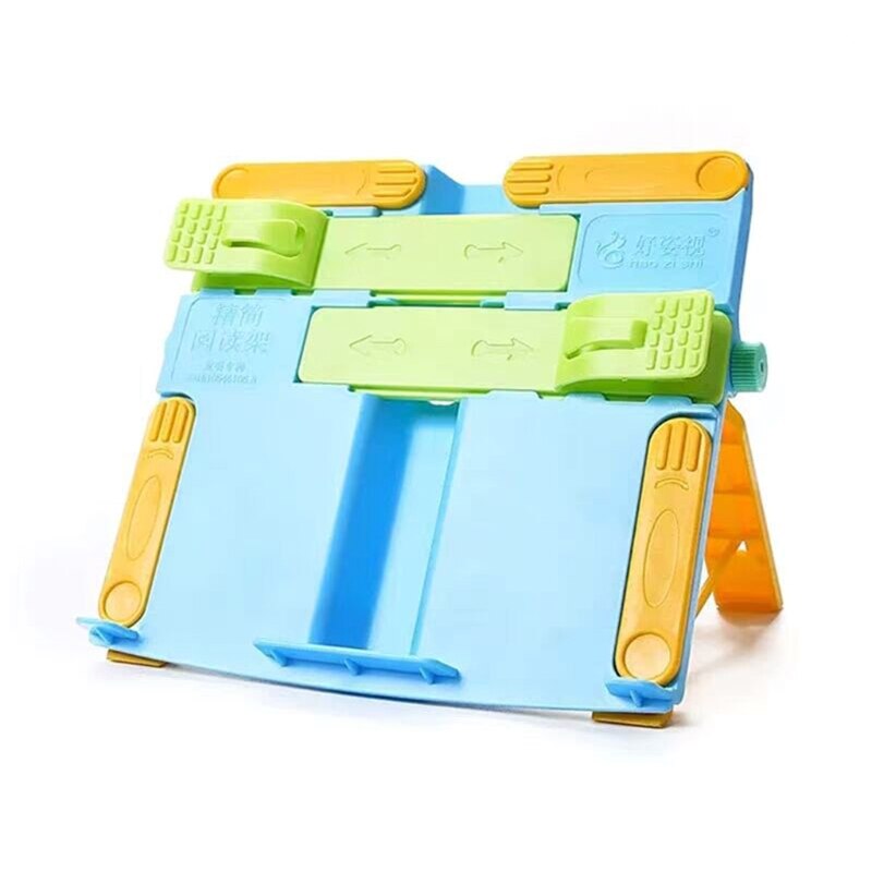 Adjustable Kid Children Reading Shelf Holder Portable Folding Book Stand Support: Dark Grey