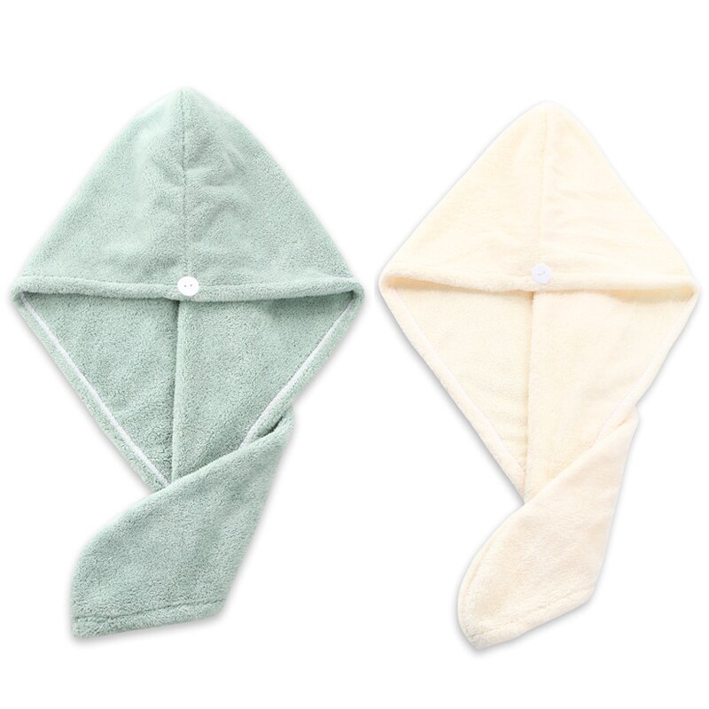 1/2pcs Microfibre Towel Cap After Shower Quick-drying hair Womens Girls Lady's Super Absorbent Towel Head Wrap Bathing Tools: green white
