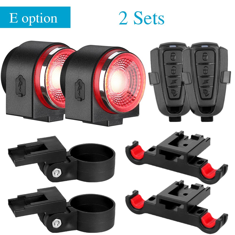 Awapow z zabezpieczeniem przeciw kradzieży rowerowy ogon alarm świetlny USB akumulator Super jasne światło rowerowe IP65 wodoodporne tylne światło doprowadziło lampa rowerowa: E