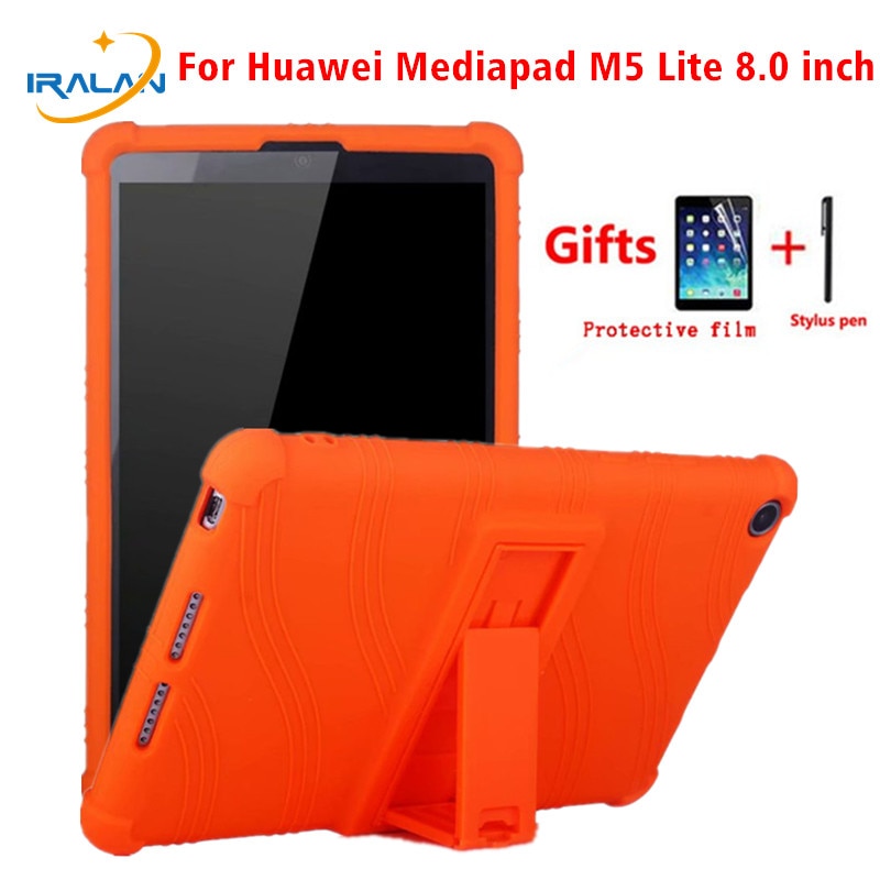 Silicone Soft Back Case for Huawei Mediapad M5 Lite 8.0 inch Tablet Holder Stand Cover For Honor 5 8.0" Honor pad 5 8" Capa+Pen