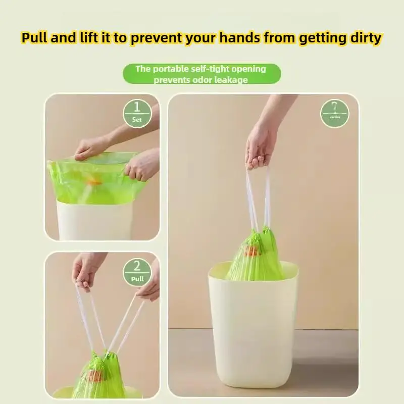 100PCS Large Capacity Handheld Garbage Bags - Made of Mugwort for Kitchen Bathroom & Household | Disposable & Odor - Absorbing