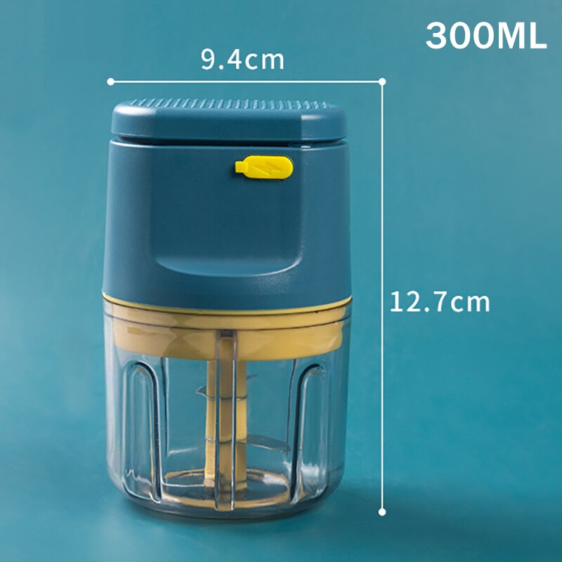 Elektrische Knoflook Stamper Usb Opladen Stevig Duurzaam Mini Crusher Chopper Voor Verpletterd Knoflook Geplet Gember Gemalen Verse Chili: Blue 300ML