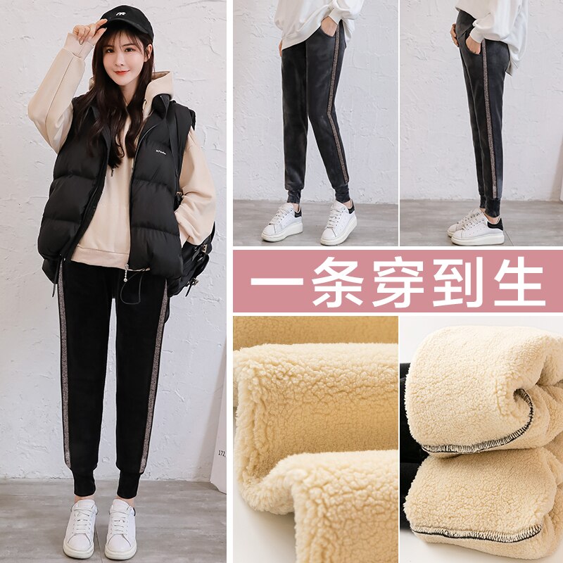 9919 # Winter Verdicken Warme Plus Samt Mutterschaft Hosen Sport lässig Thermische Vlies Bauch Jogginghose für Schwangere Frauen Schwangerschaft