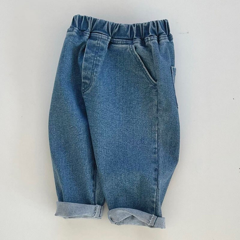 Kids Losse Denim Broek Mode Baby Meisje Casual Broek Solid Kids Jean Jongens Broek Zachte Kinderen Broek Peuter Kleding